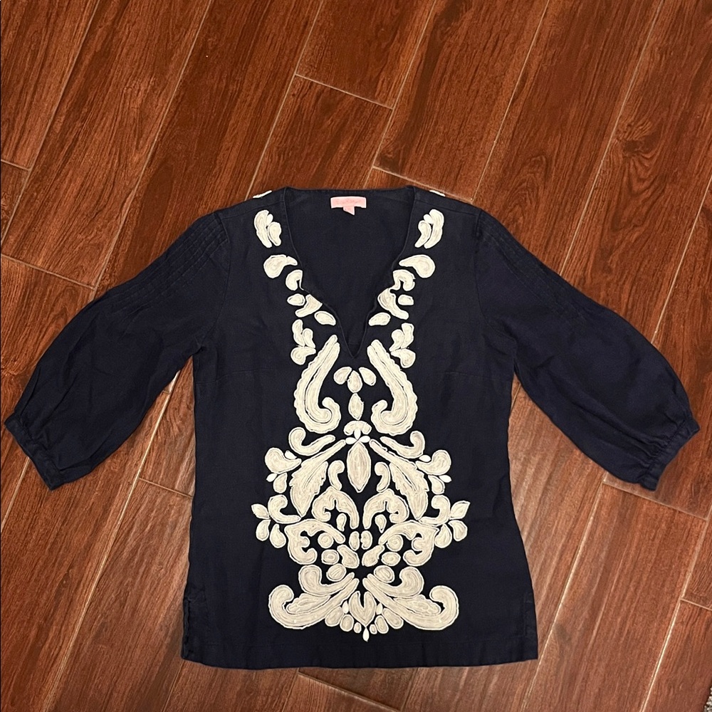 Lilly Pulitzer Linen Beaded Top
